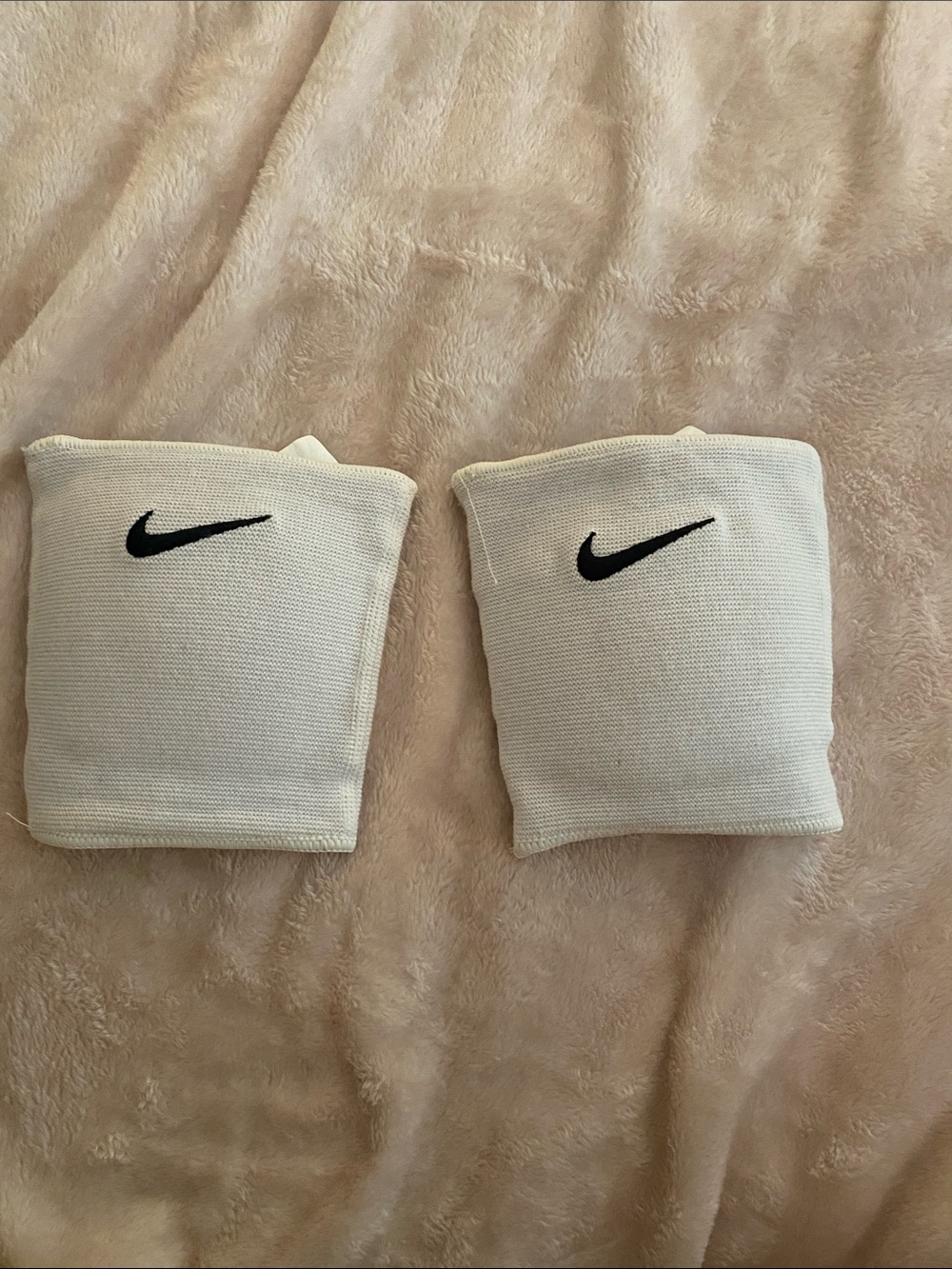 Nike White Knit knee Pads with Black Swoosh